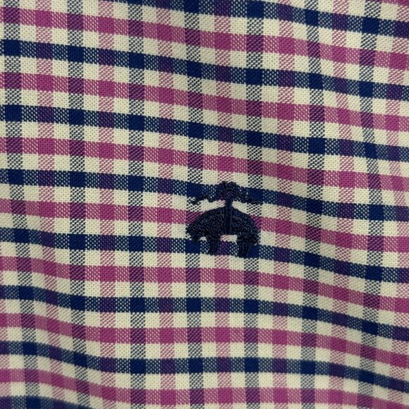 Brooks Brothers Shirt Mens XL Pink Check Oxford Button Down Stretch Preppy - Picture 5 of 12